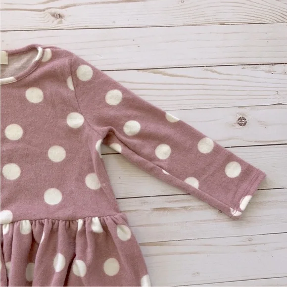 Girls Mauve & Cream Long Sleeve Polka Dot Peplum Tunic Top - Picture 3 of 5